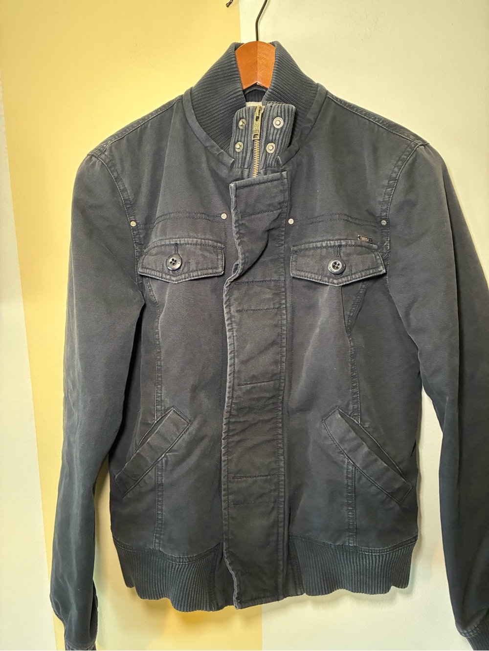 TNA Aritzia Canvas Utility Military Jacket Black Women Medium